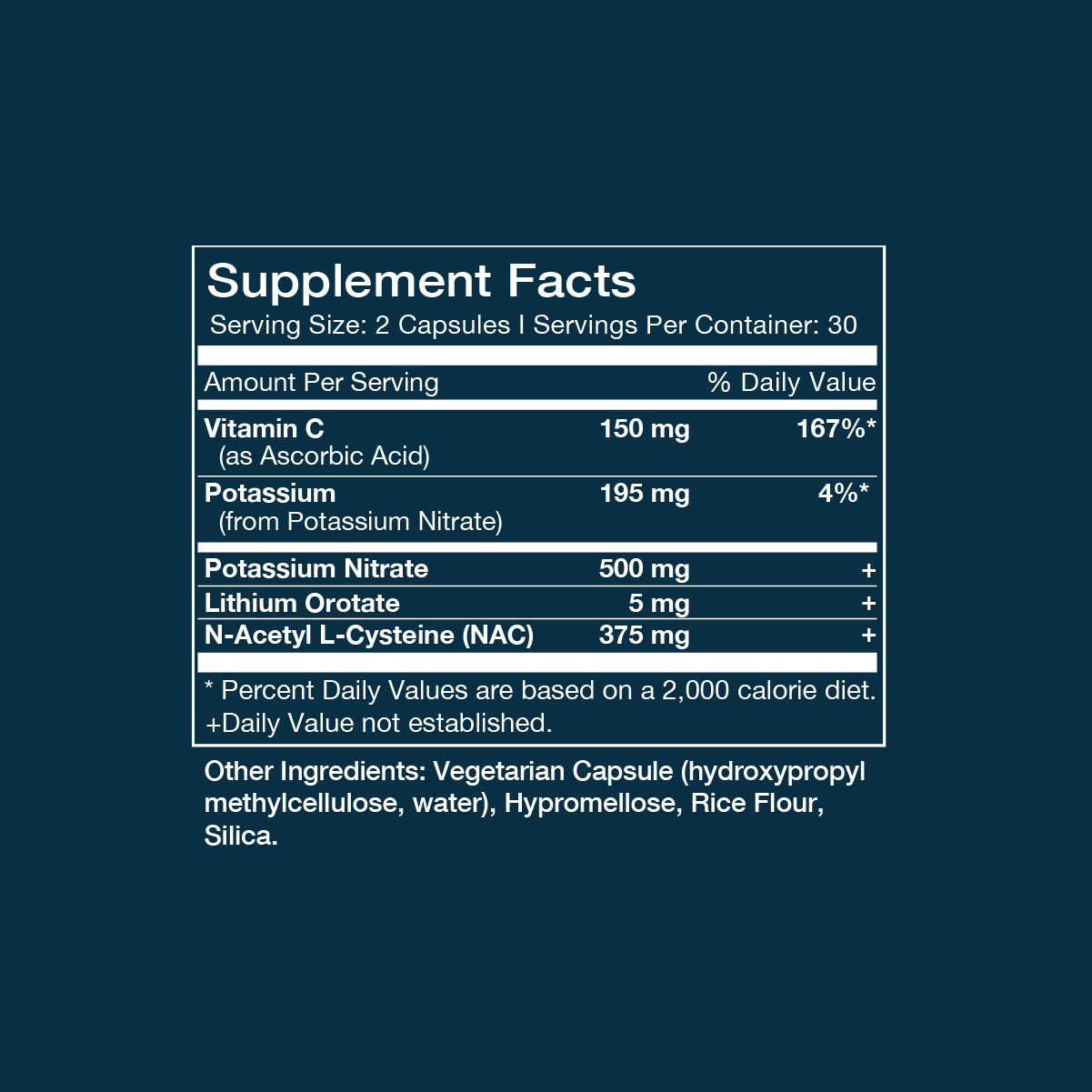 Image of the supplement facts panel for Mood by Regenerate WholeBody